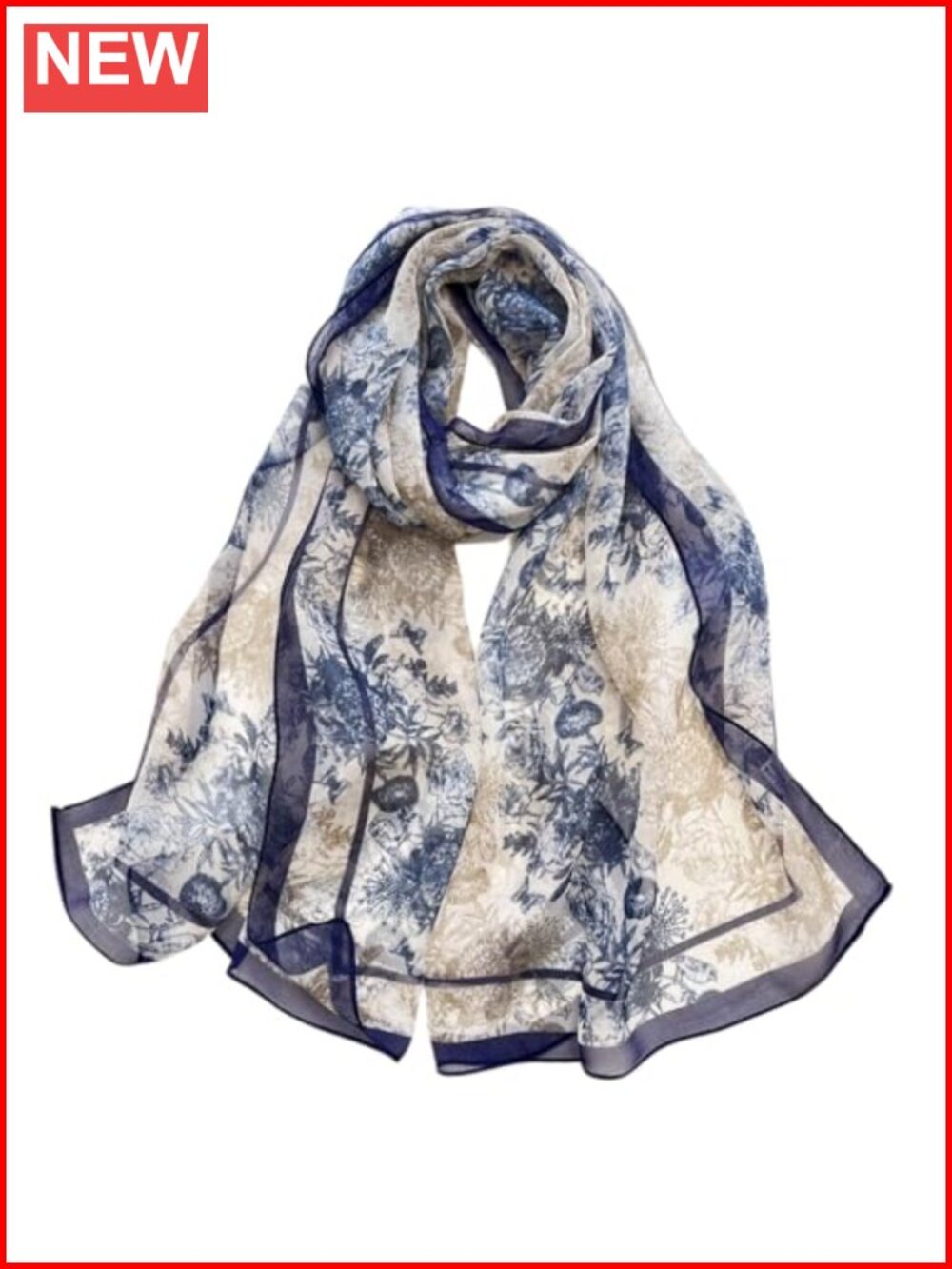 Lightweight Floral Print Scarf Shawl Head Wrap Polyester Voile
